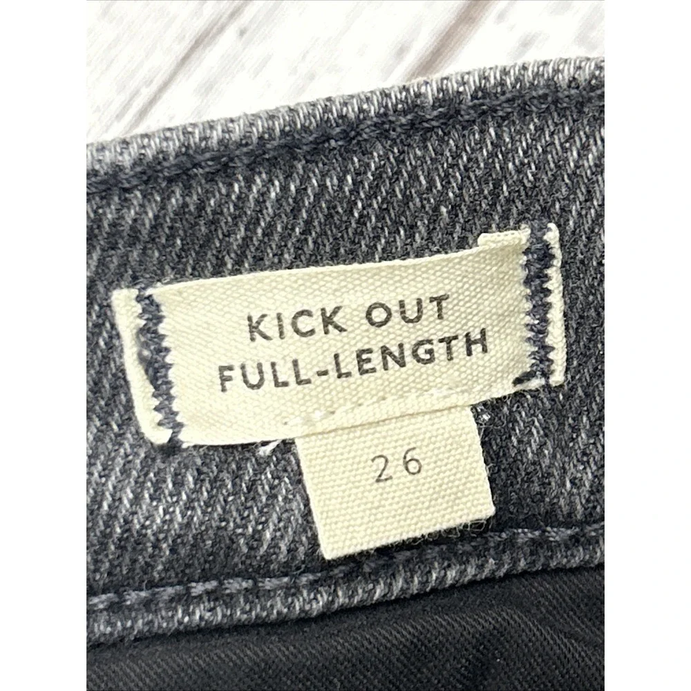 Madewell Women's Kick Out Full Length Flare Mid Rise Gray Wash Jeans Size 26